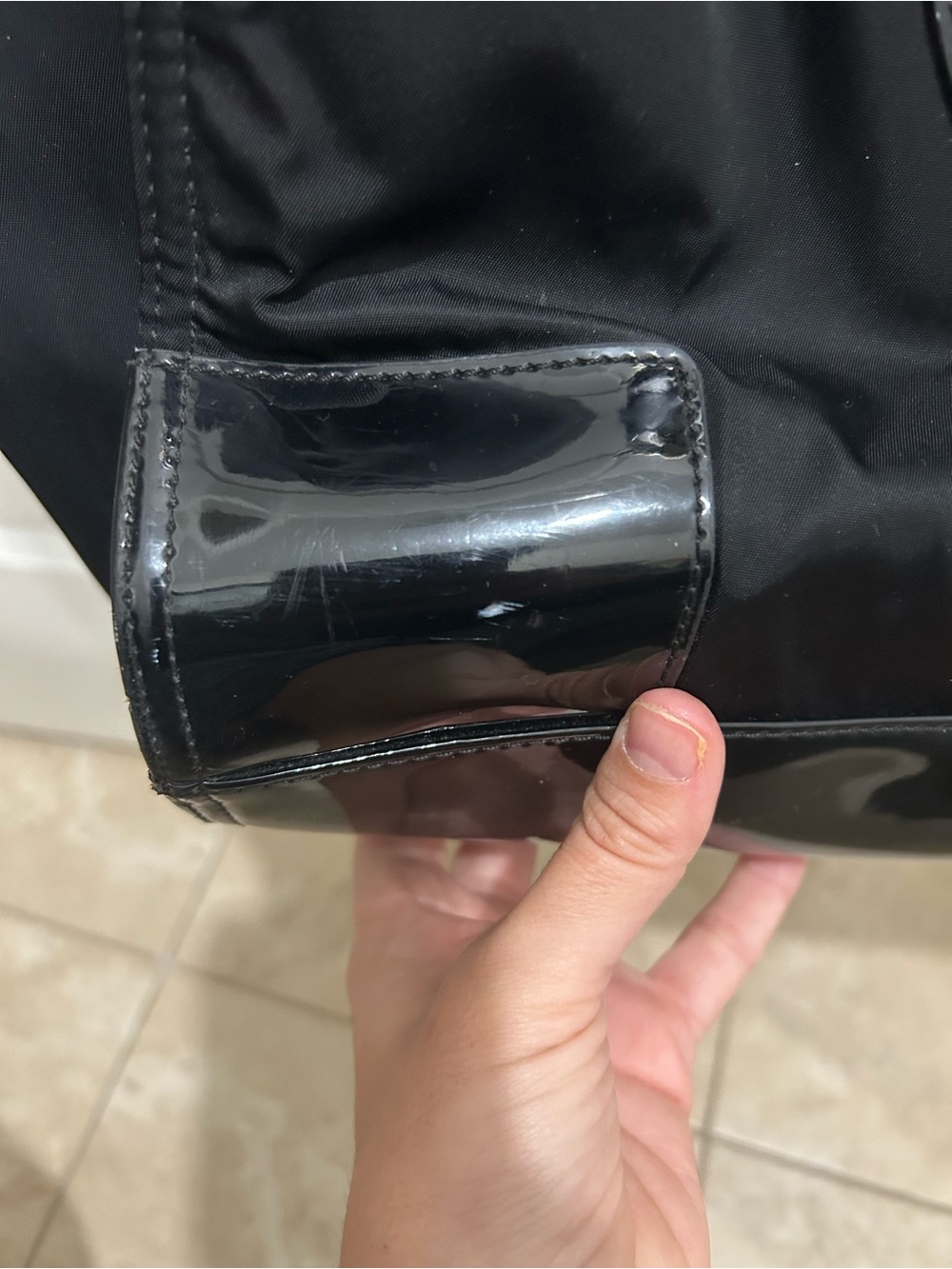 Tory Burch Ella Black Nylon Tote with Patent Trim - Picture 4 of 14